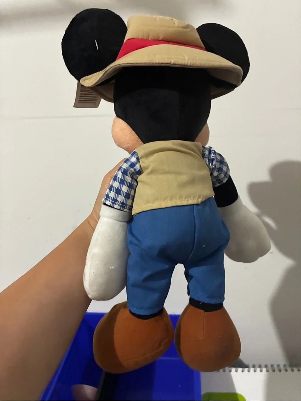 Disney Mickey Mouse Plush with Tan Hat, Blue Outfit, Brown Shoes